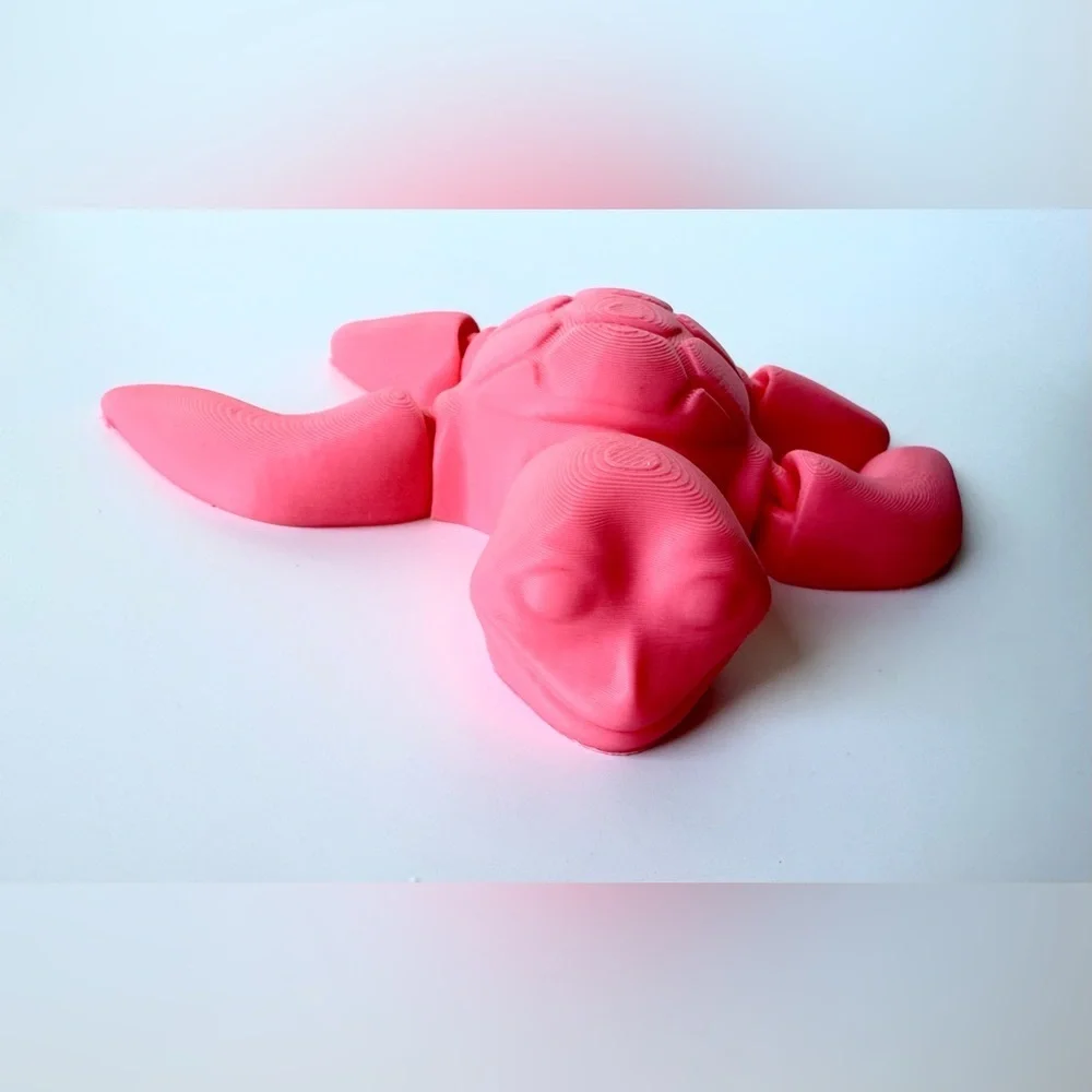 3D Printed Articulated Pink Turtle Toy Fidget Toy Desk‎ Toy
